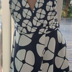 Boden Blue and White Floral Wrap Halter Dress